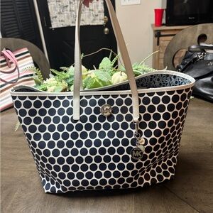 Michael Kors Navy and White Polka Dot Tote